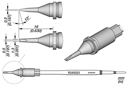 Cart. Grooved Chisel 1.3X0.5 Long